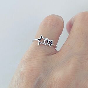 Sterling Silver Small Stars Ring, Silver Rings, Celestial, Shooting Star